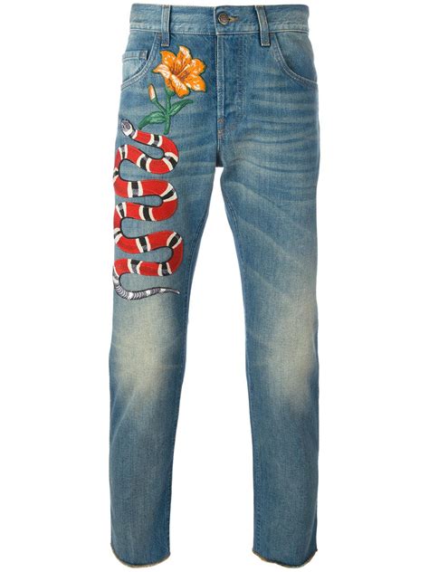 cheap gucci mens jeans|gucci snake jeans men.